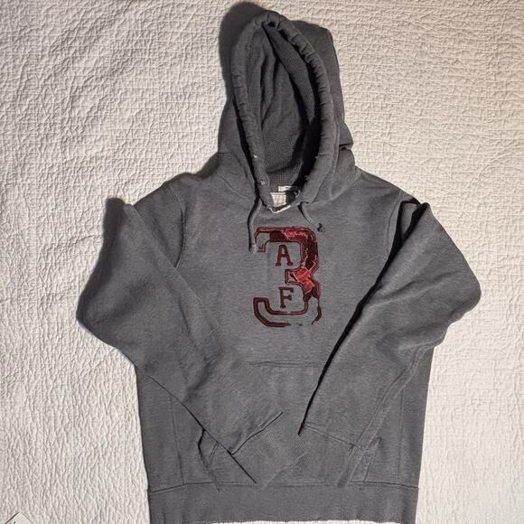 Vintage Y2K Abercrombie & Fitch Grey Hoodie Muscle Style Distressed #3 AF Logo - Picture 1 of 10